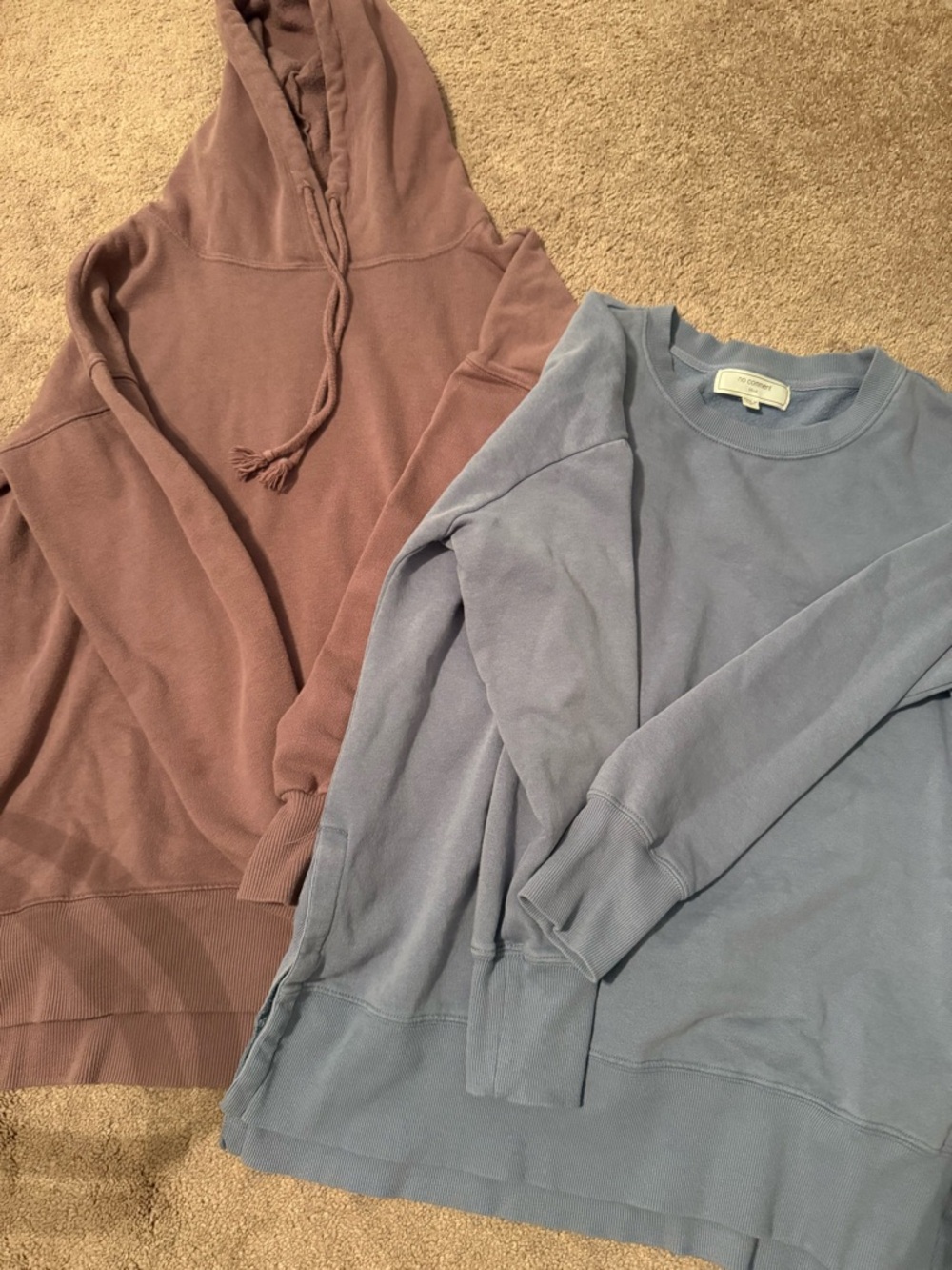 Women’s Mauve Hoodie Sweatshirt and Blue Crewneck Sweater Set